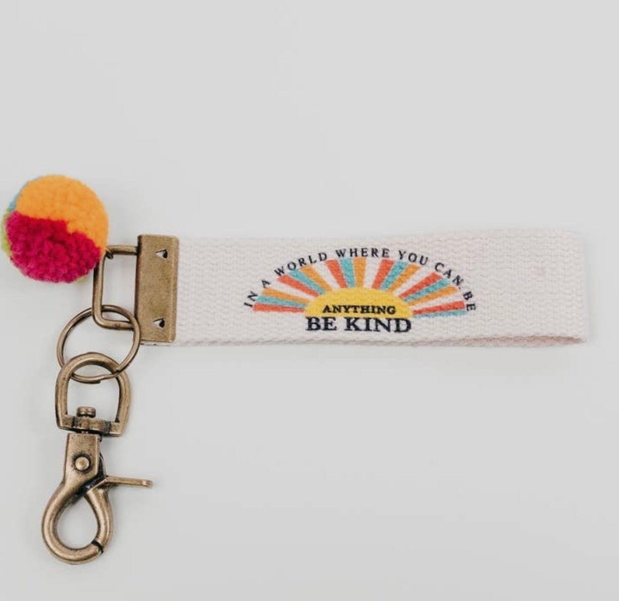 Words To Live By Canvas Keychain with Pompom