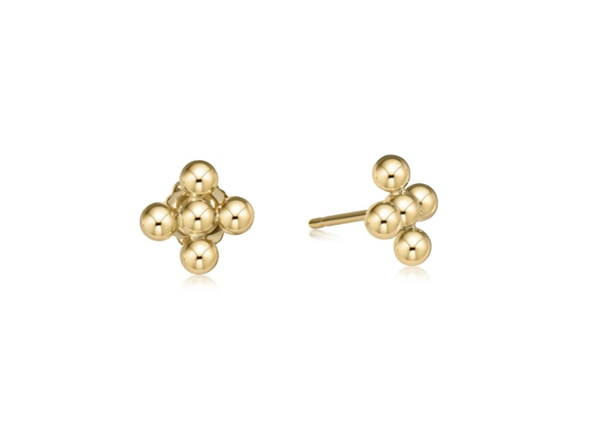 classic beaded signature cross stud - 3mm bead gold