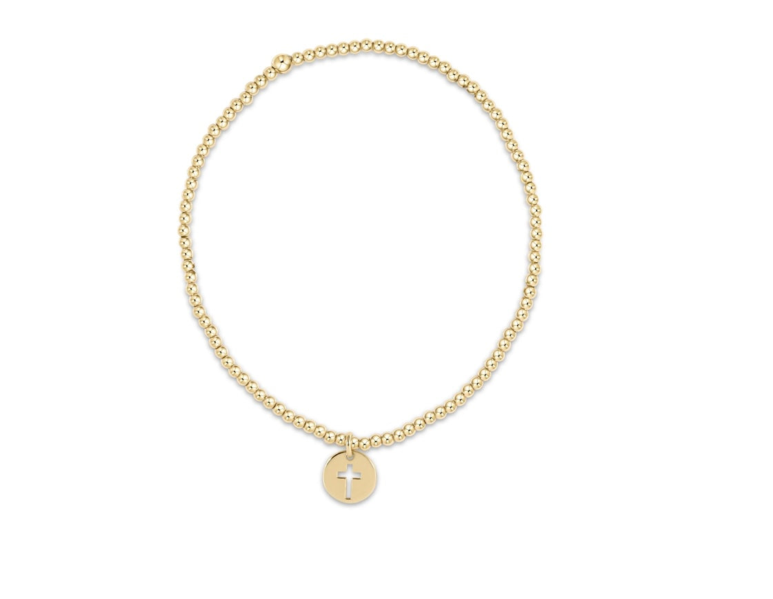 Classic gold 2mm bead bracelet - blessed small gold disc