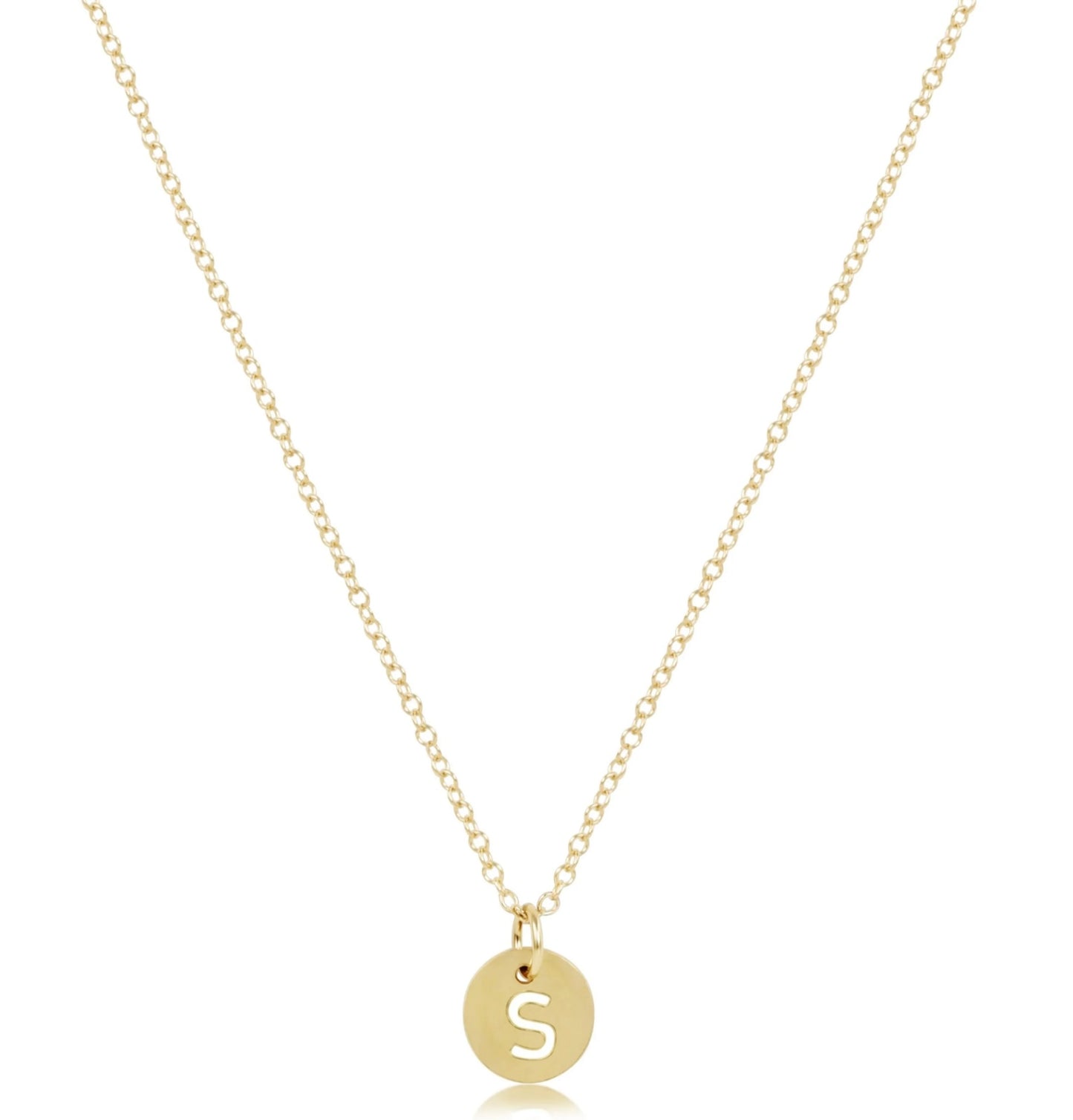 16" necklace gold - respect small gold disc - S