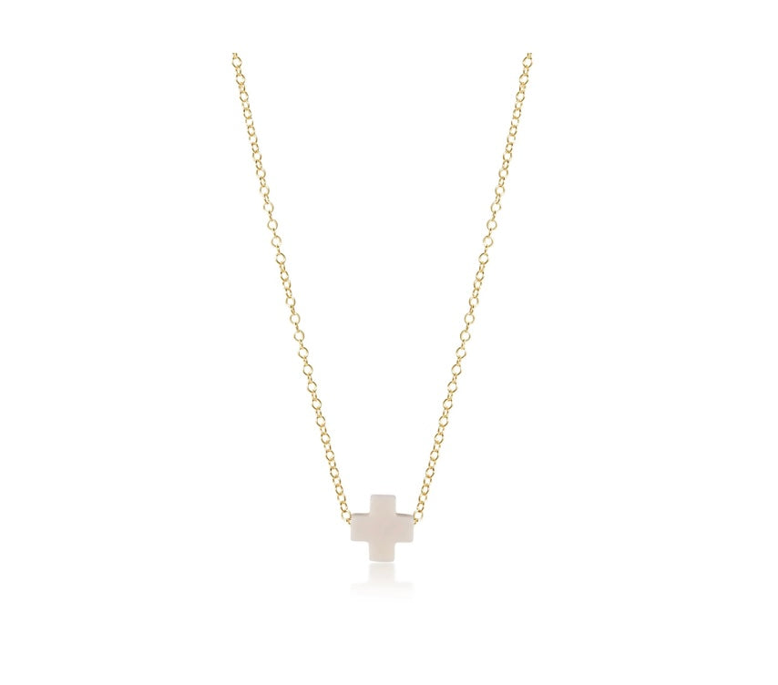 16” Necklace Signature Cross Off White