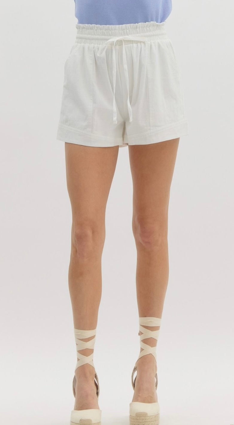Classic White Linen Shorts