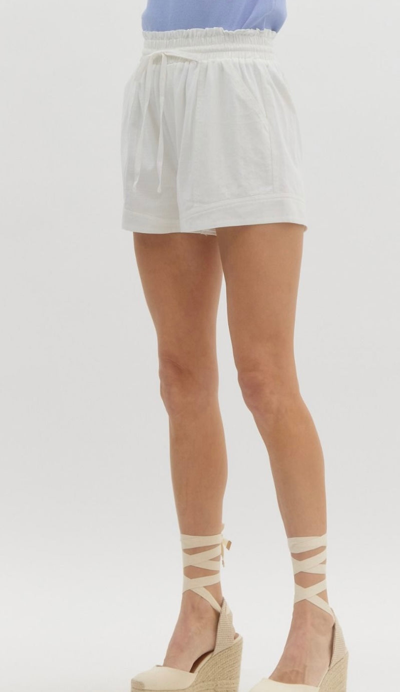 Classic White Linen Shorts