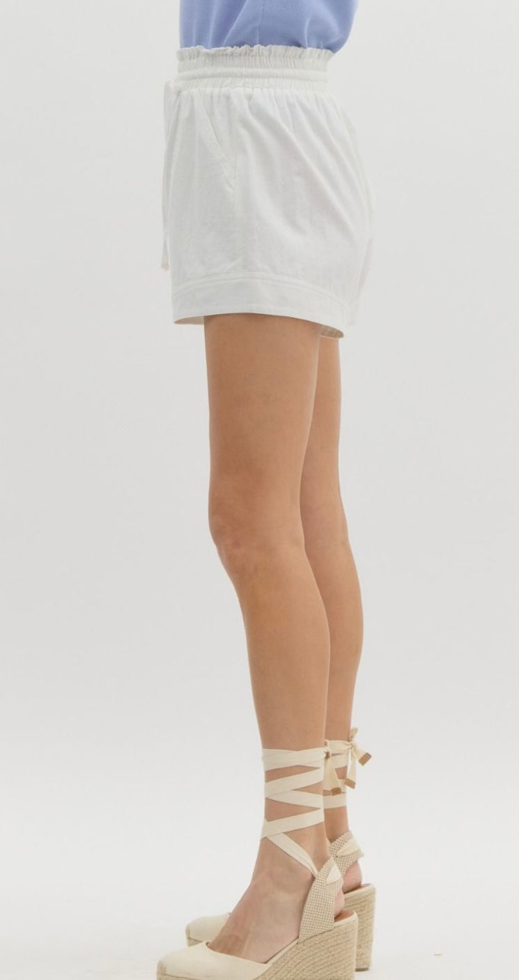 Classic White Linen Shorts