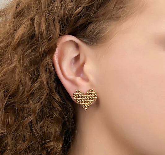 Magnetic Love Beaded Heart Studs