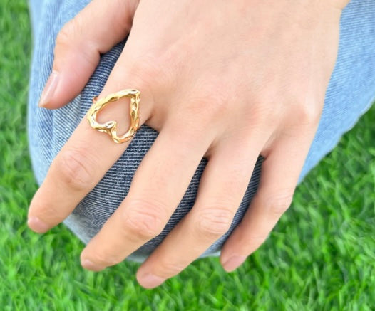 Hammered Love Heart Ring