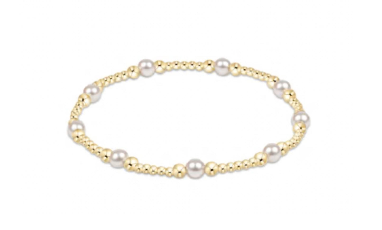 Classic Purpose Pattern 4mm Bead Bracelet - Pearl