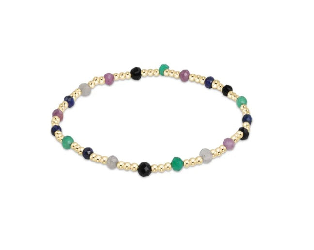 Gemstone Gold Sincerity Pattern 3mm Bead Bracelet - Hot Mess