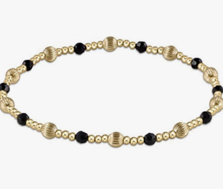 Dignity Sincerity Pattern 4mm Bead Bracelet - Faceted Onyx
