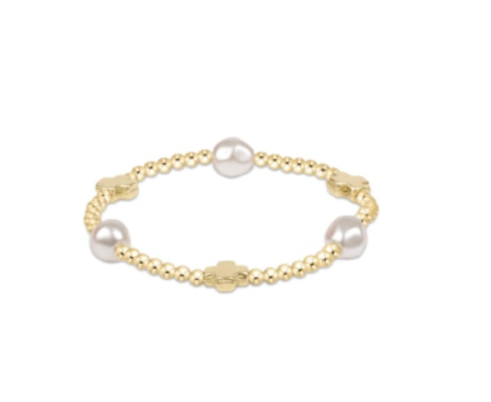 Signature Cross Admire Pearl Pattern 3mm Bead Bracelet