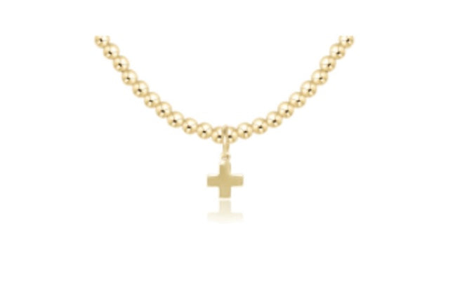 15" Choker Classic Gold 3mm Bead - Signature Cross