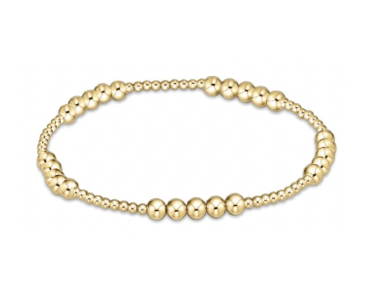 Classic Blissful Pattern 2mm Bead Bracelet - 4mm Gold