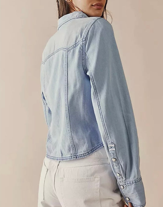Shrunken Denim Indigo Light Wash Faded