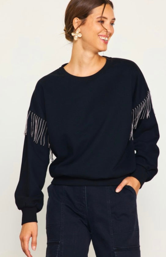 Boujee Black Rhinestone Sweatshirt