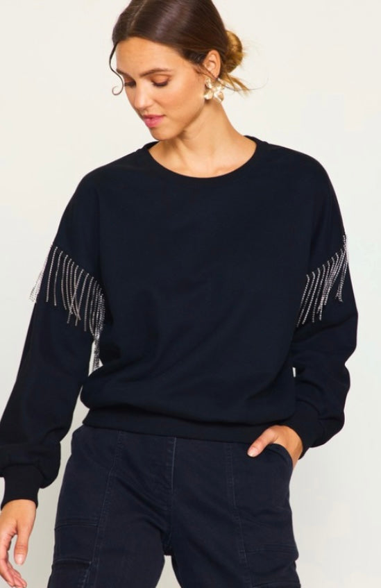 Boujee Black Rhinestone Sweatshirt