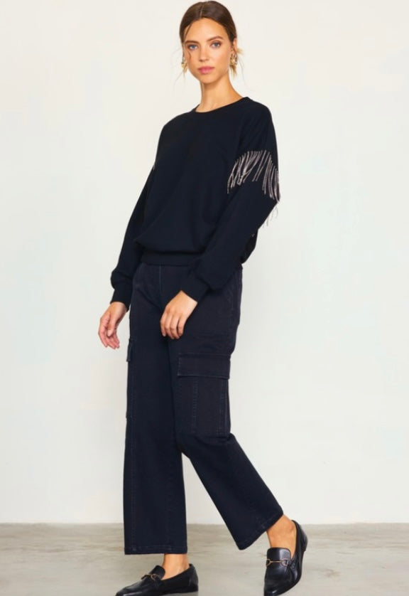 Boujee Black Rhinestone Sweatshirt