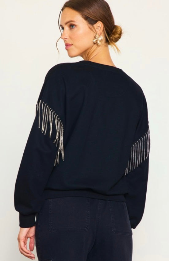 Boujee Black Rhinestone Sweatshirt