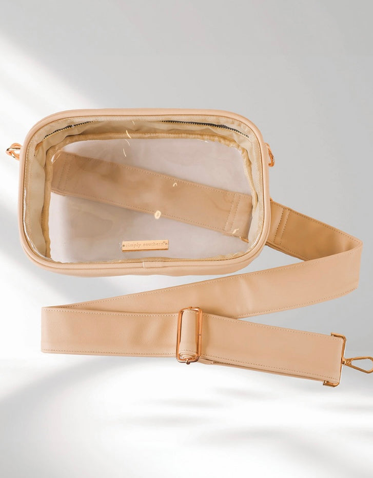 Cream Leather Clear Crossbody