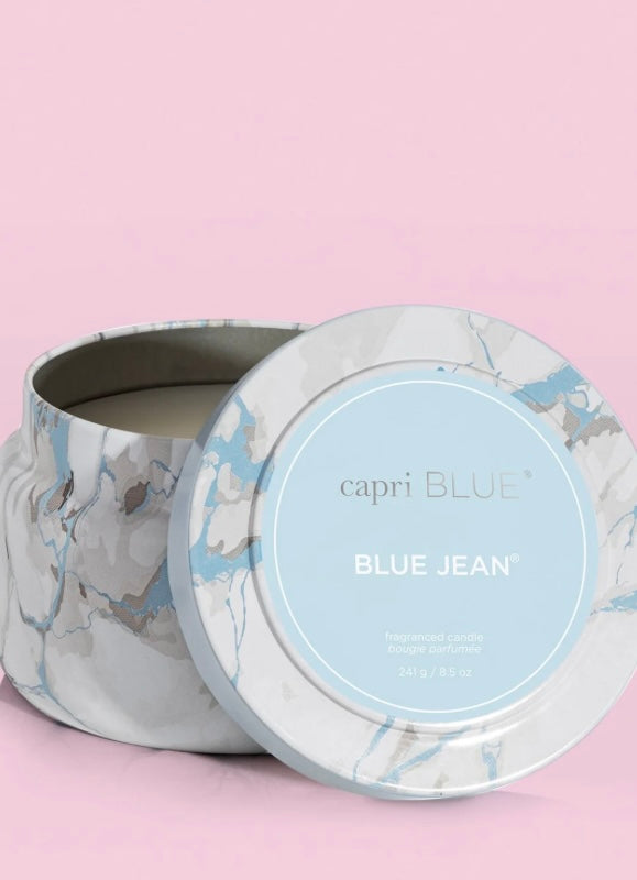 Blue Jean Modern Marble Travel Tin Candle