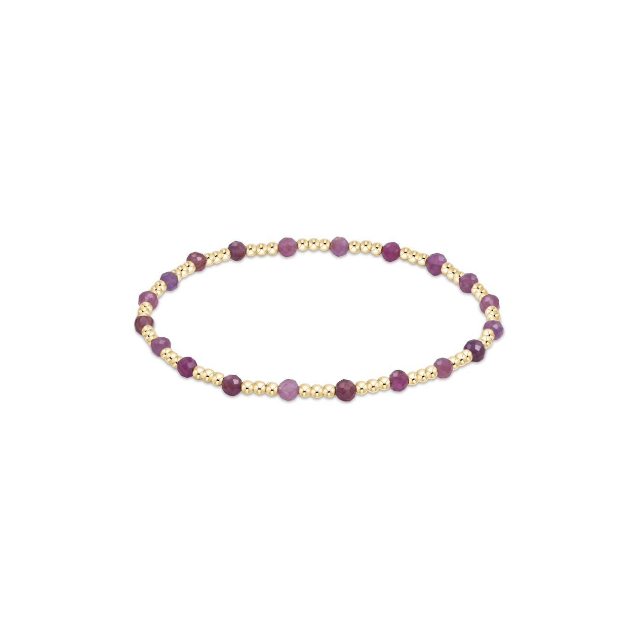 egirl Gemstone Gold Sincerity Pattern 3mm Bead Bracelet - Ruby