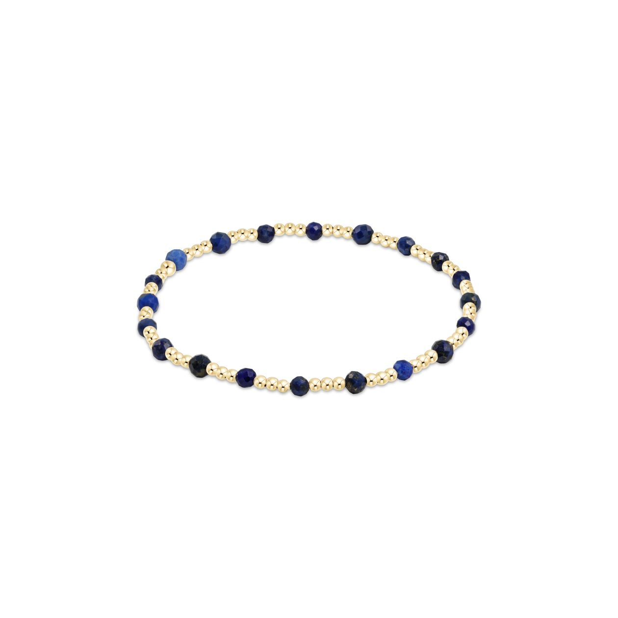 egirl Gemstone Gold Sincerity Pattern 3mm Bead Bracelet - Lapis