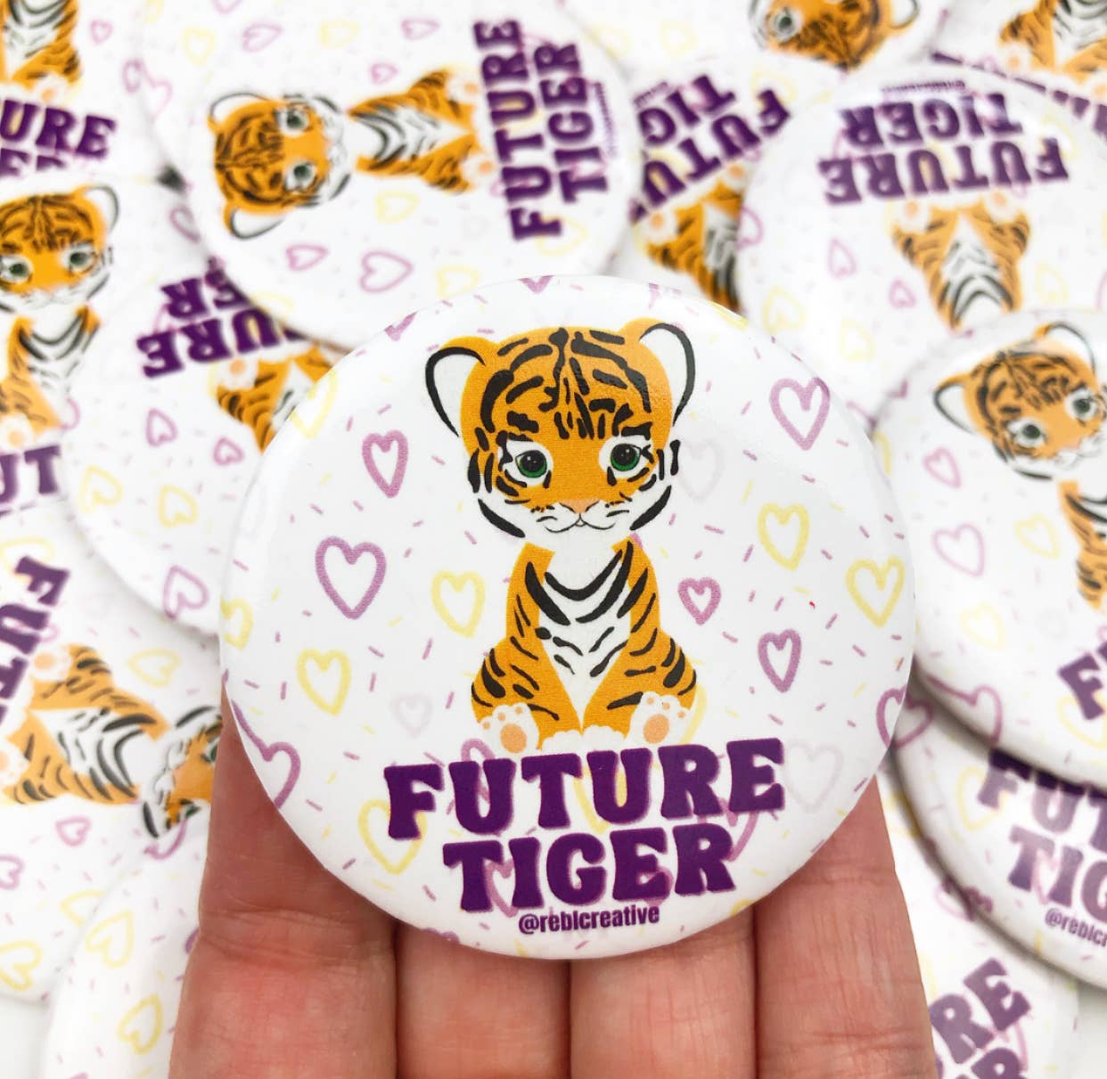 Future Tiger - Purple/Yellow - Game Day Button