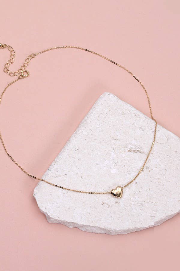 DELICATE CHAIN MOVABLE HEART NECKLACE | 80N353: Gold