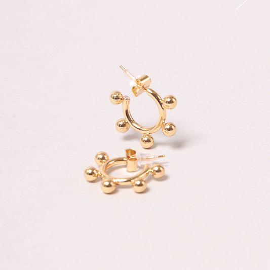 14K Gold-Dipped Studded Hoop Earring: GLD