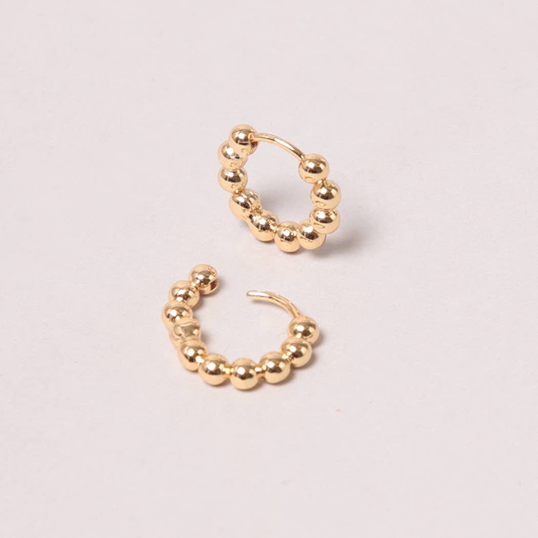 14K White Gold-Dipped Ball Hoop Earring: WHITE GOLD
