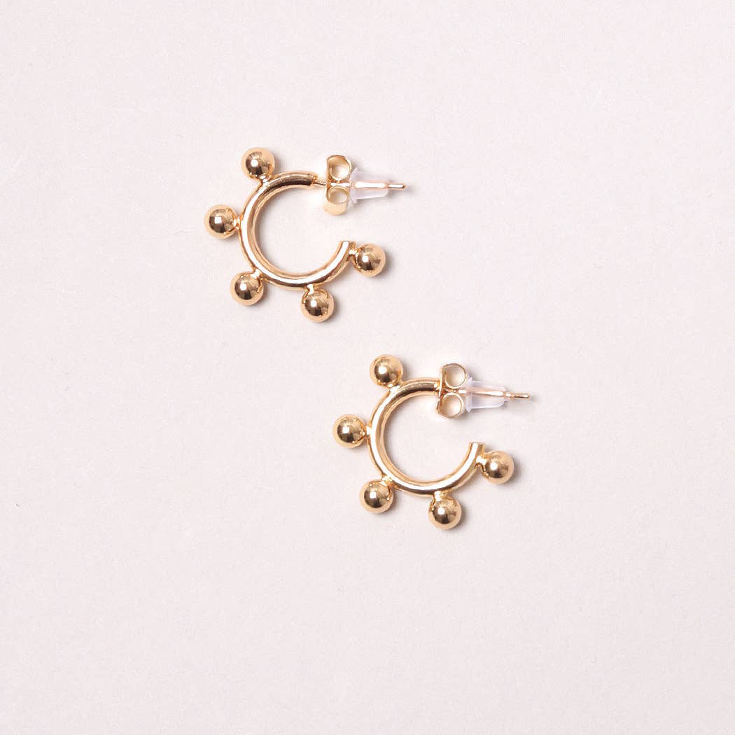 14K Gold-Dipped Studded Hoop Earring: GLD
