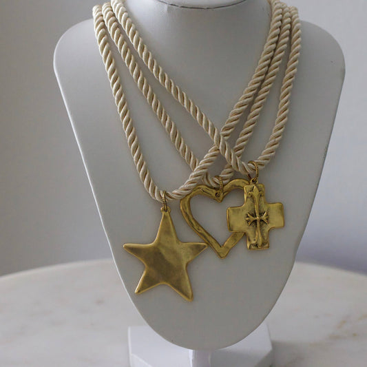 Silk Cord Pendant Necklace 24K Gold Plated