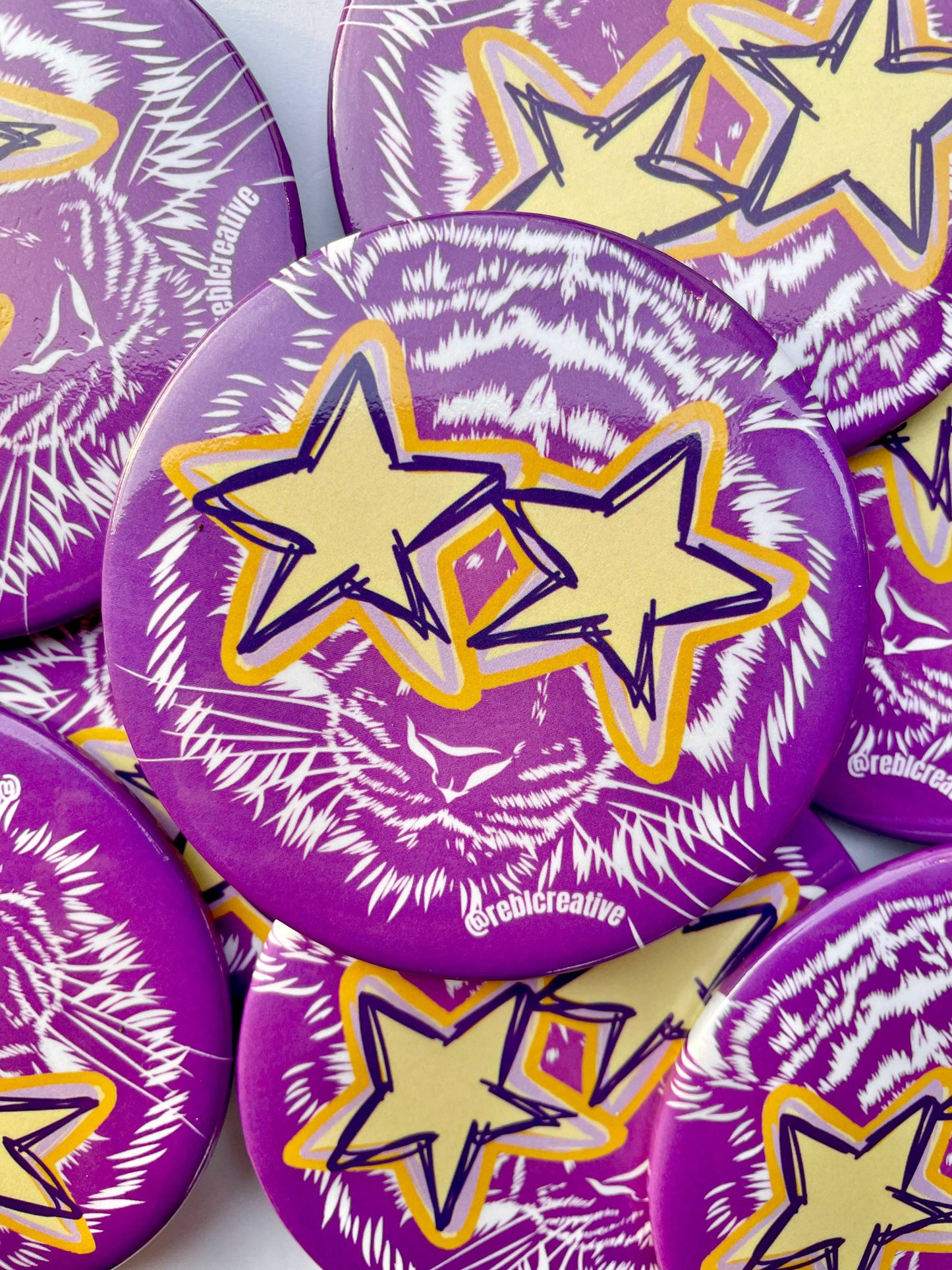 All Star - Tiger - Purple & Yellow - Game Day Button