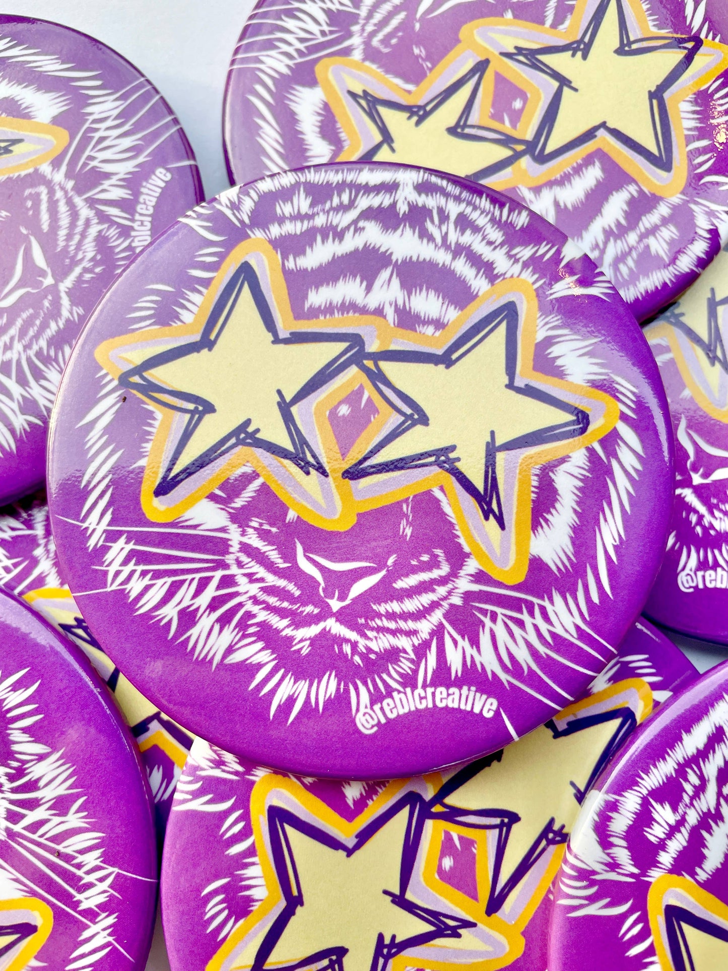 All Star - Tiger - Purple & Yellow - Game Day Button