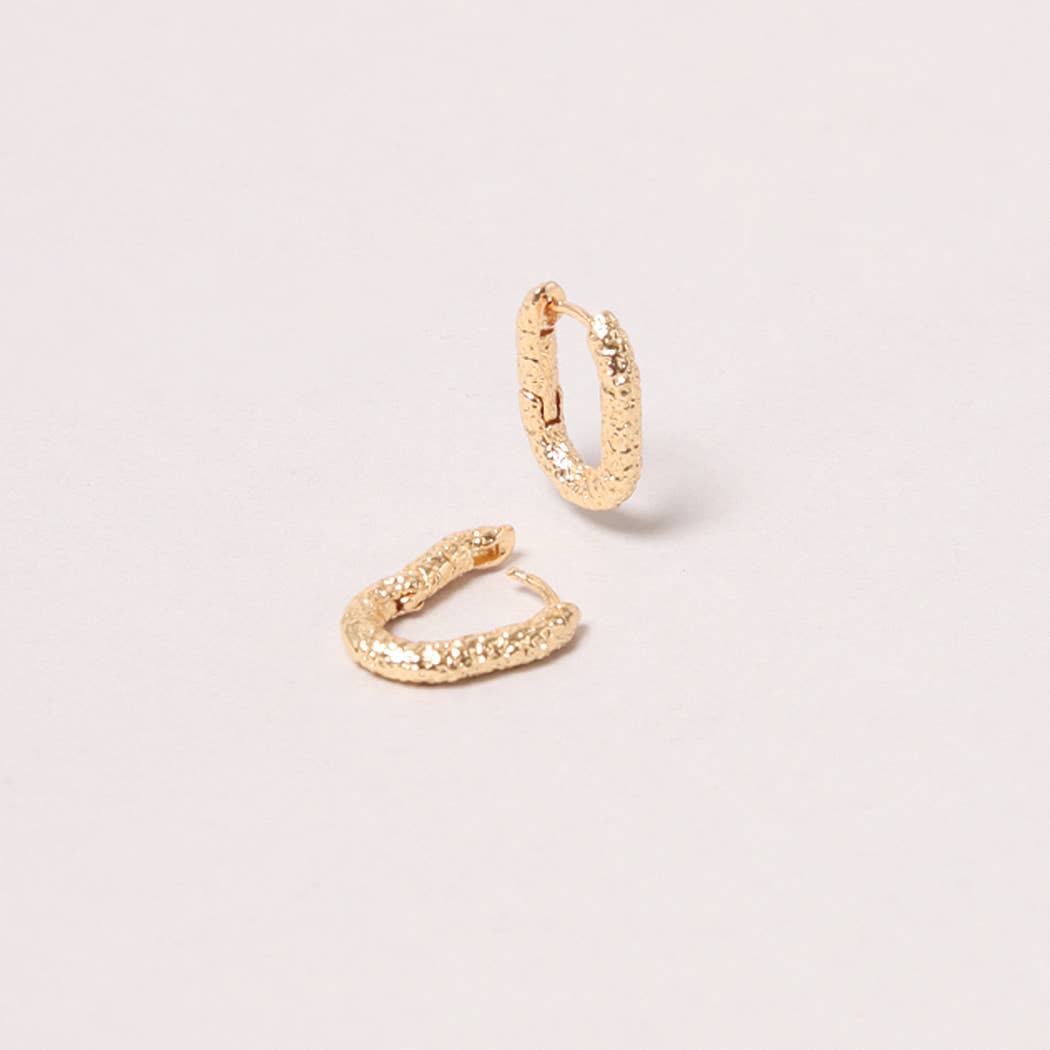 14K Gold-Dipped Mini Textured Hoops