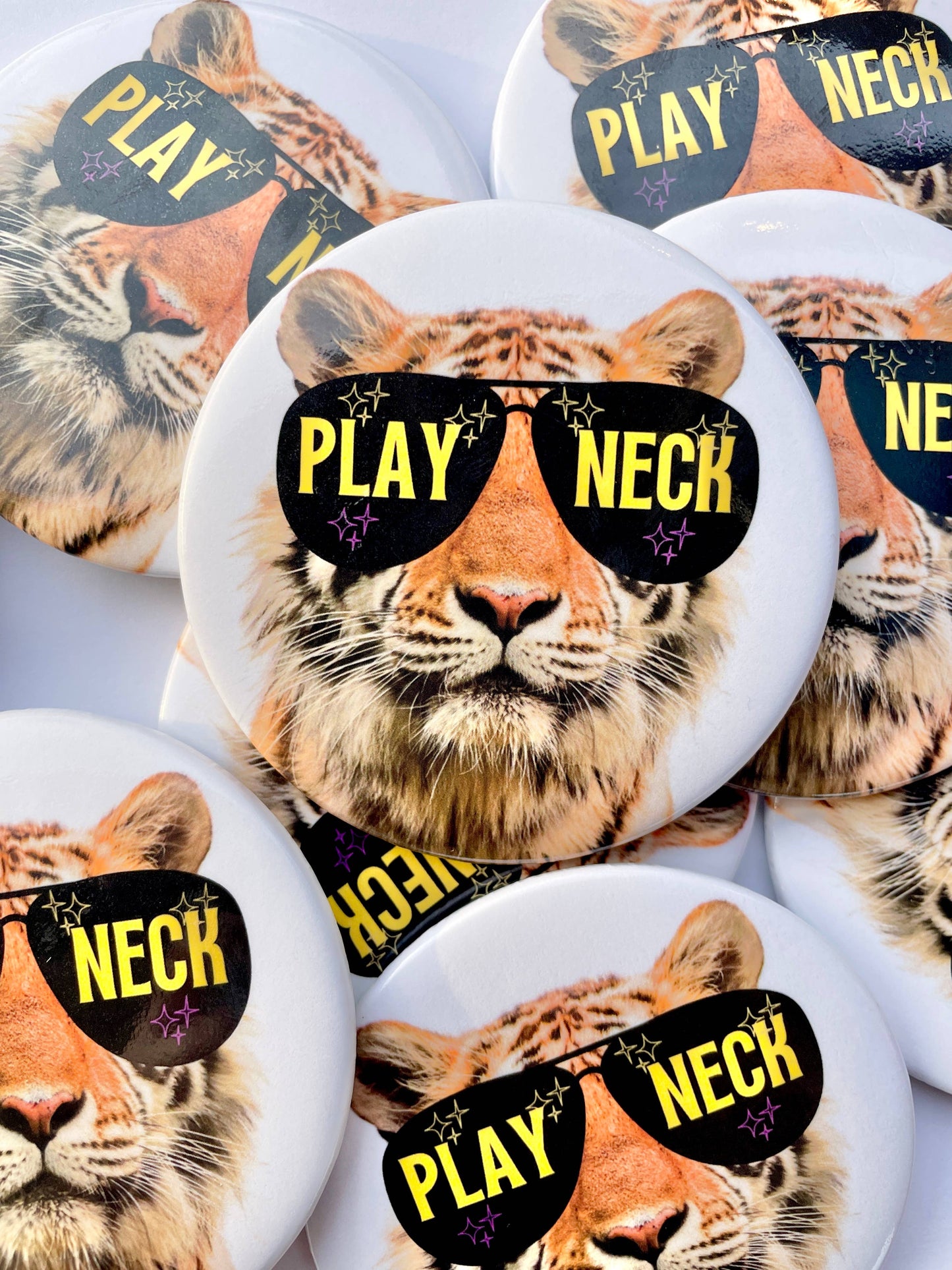 Starry Eyed Tiger - Play Neck - Game Day Button