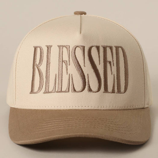 BLESSED Lettering Embroidery Baseball Cap