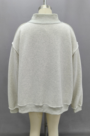 ‘MERRY' Embroidered Mock Neck Grey Sweatshirt
