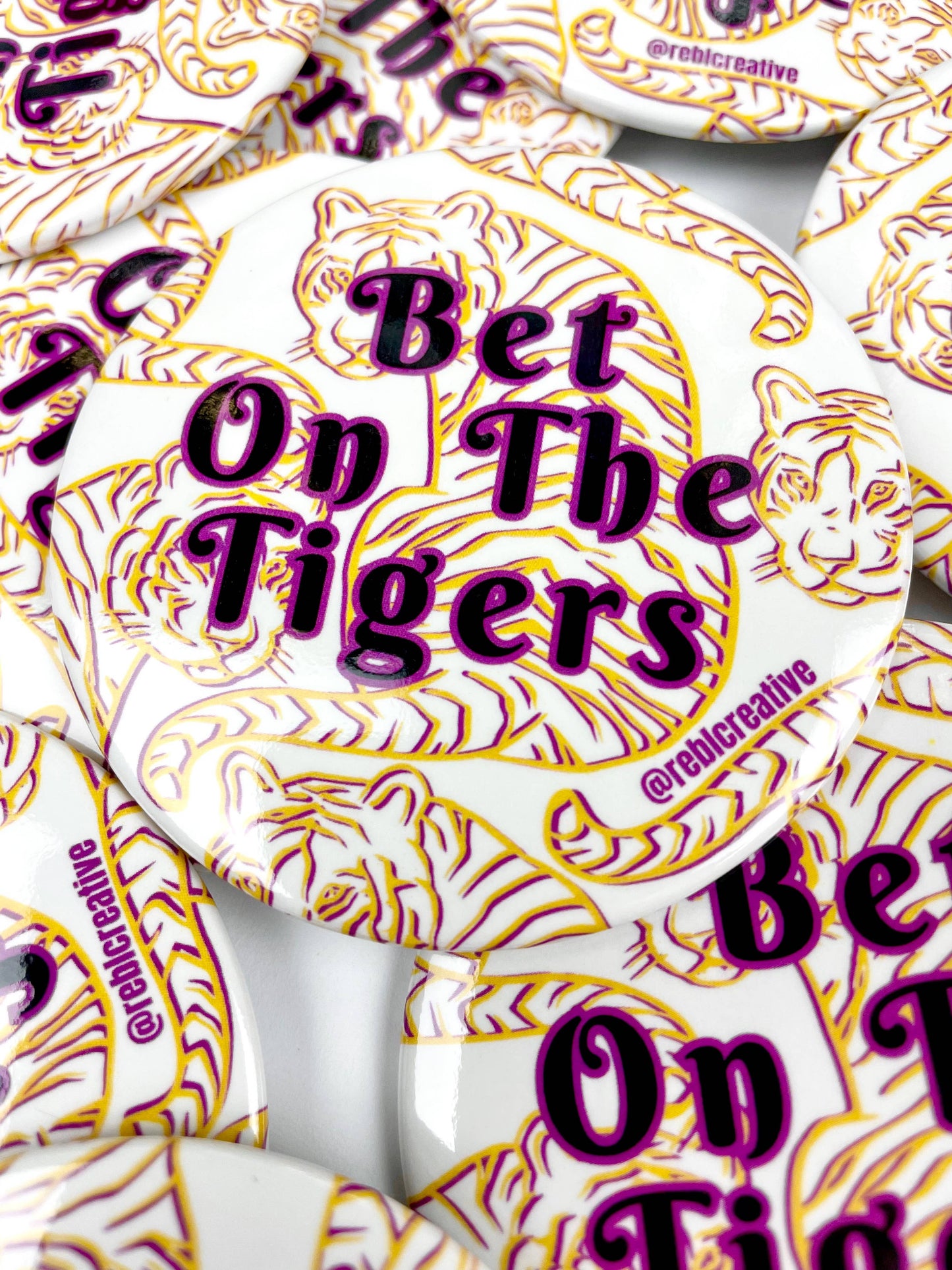 Bet On The Tigers - Purple and Yellow - Game Day Button
