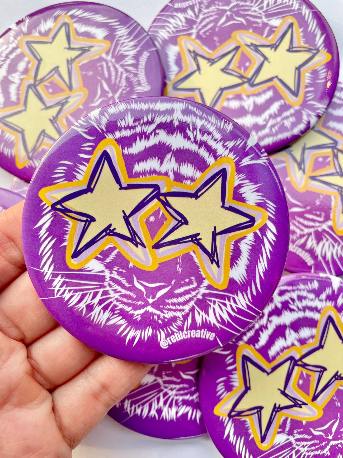 All Star - Tiger - Purple & Yellow - Game Day Button