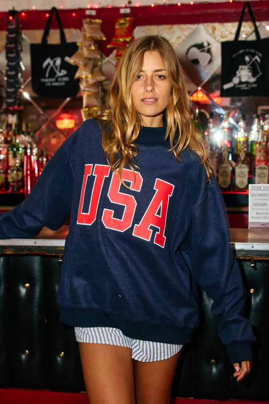 ‘USA & FLAG' Reversible Mock Neck Sweatshirt