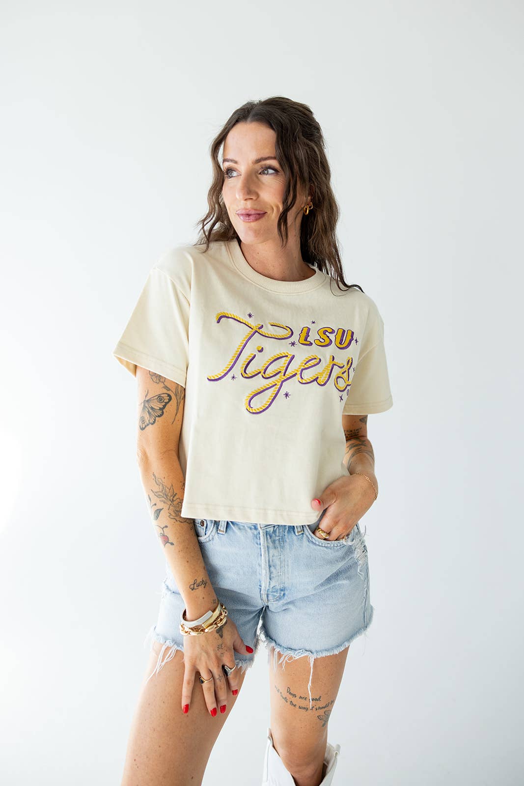 LSU Lasso Luxe Heavyweight Crop Tee