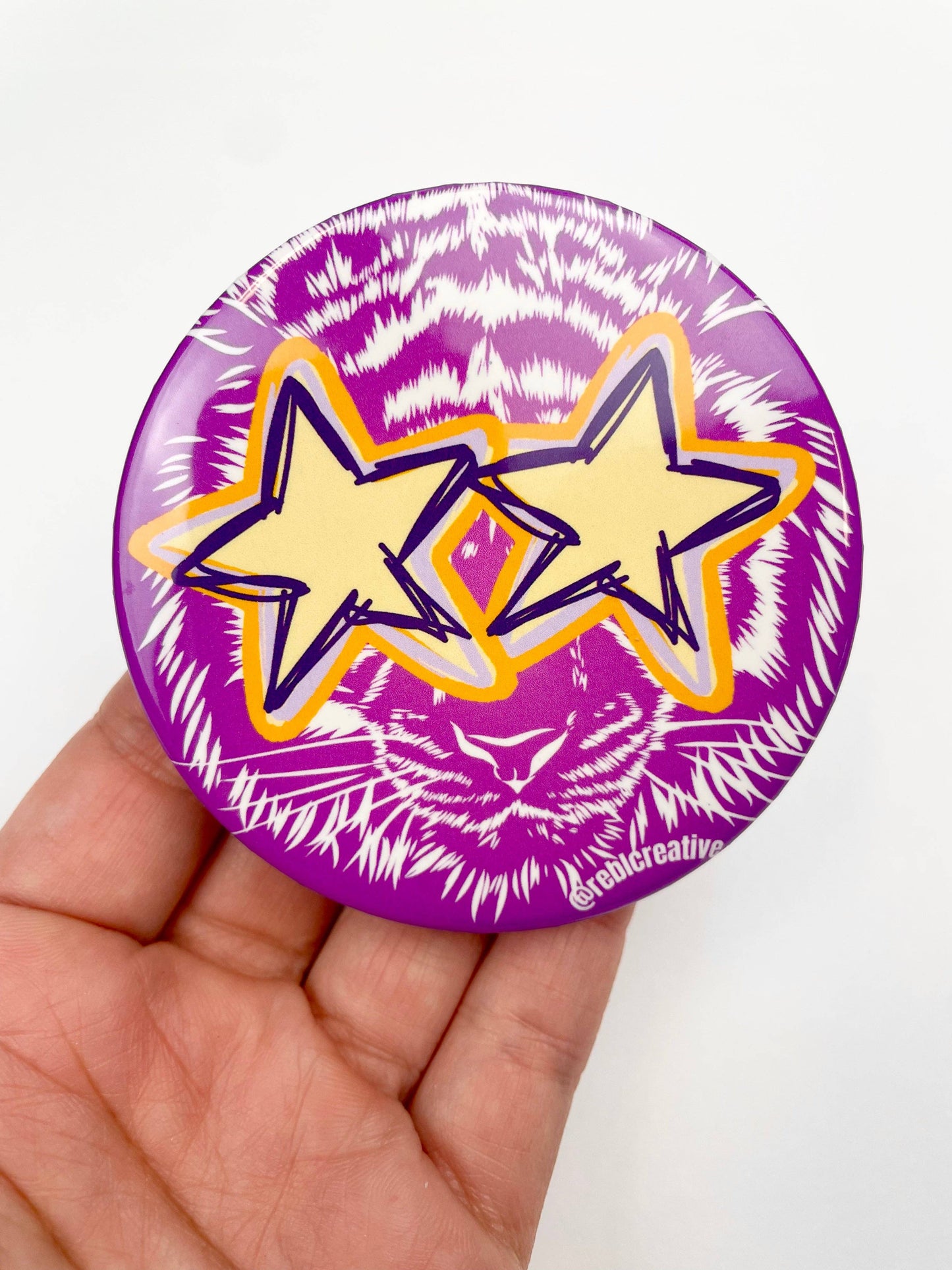 All Star - Tiger - Purple & Yellow - Game Day Button