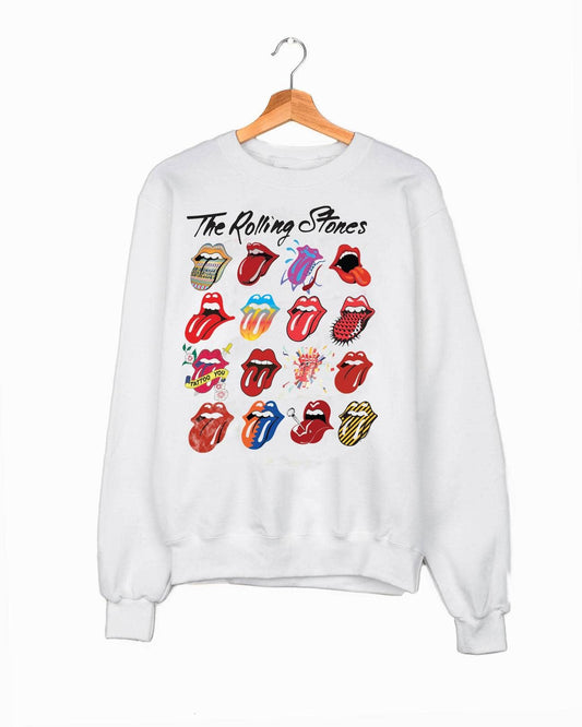 Rolling Stones Licks Over Time White Graphic Sweatshirt