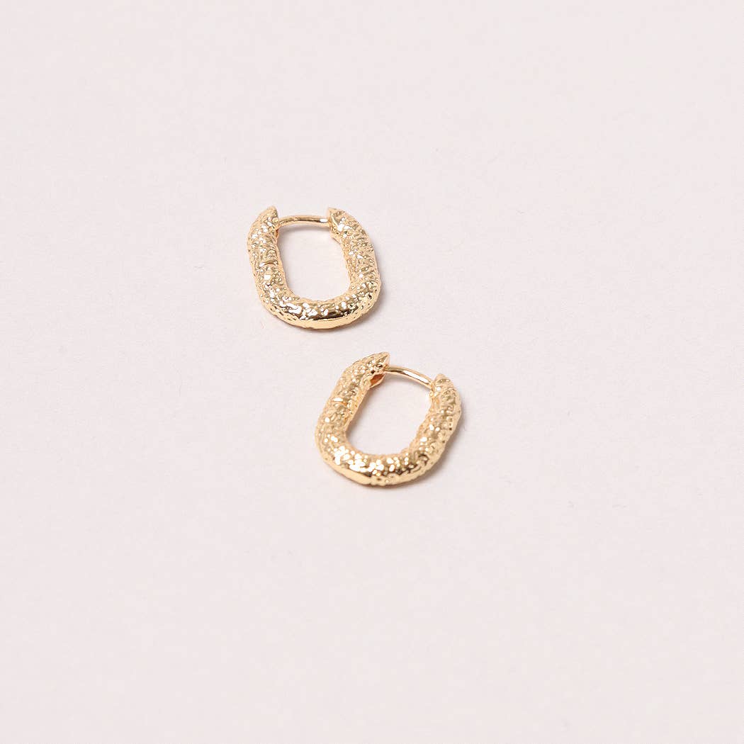 14K Gold-Dipped Mini Textured Hoops