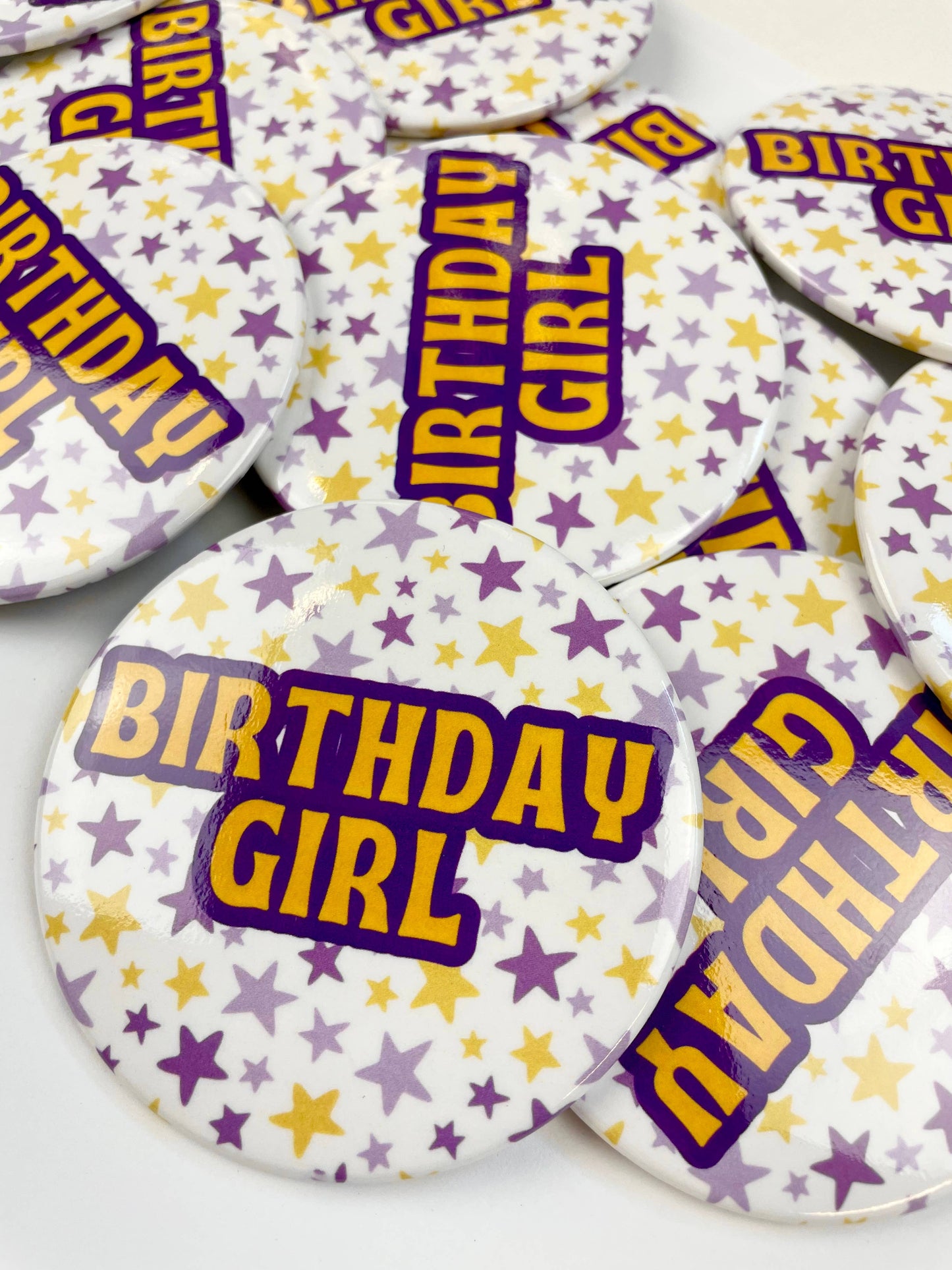 Birthday Girl - Purple and Gold - Button