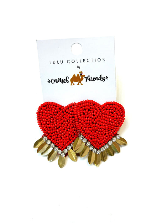 CT Heart Beaded Stud Earrings