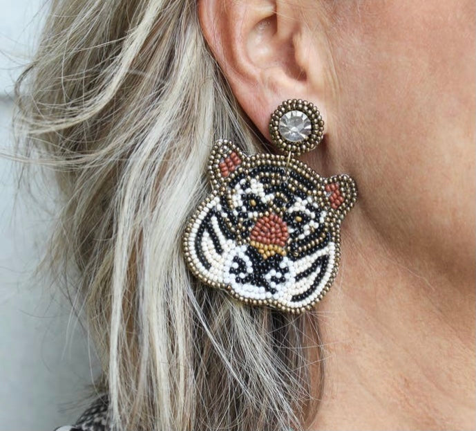 Tiger Beaded Earrings