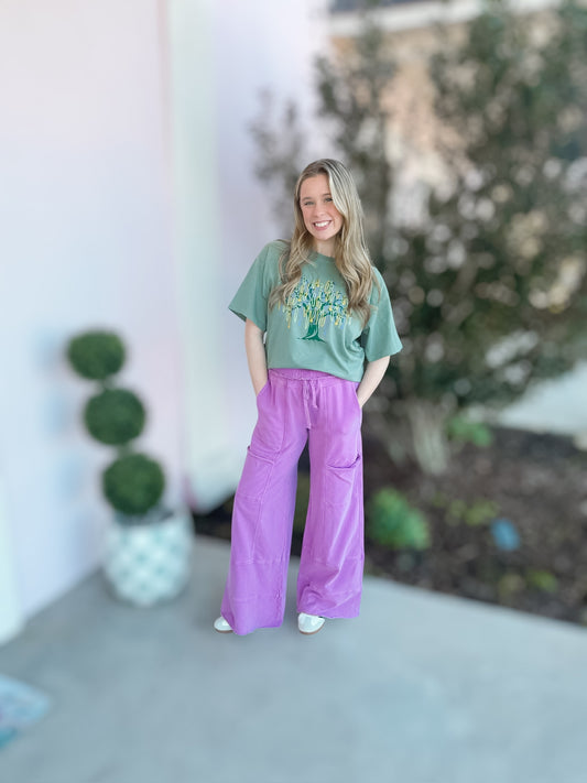 Orchid Mineral Washed Terry Knit Pants