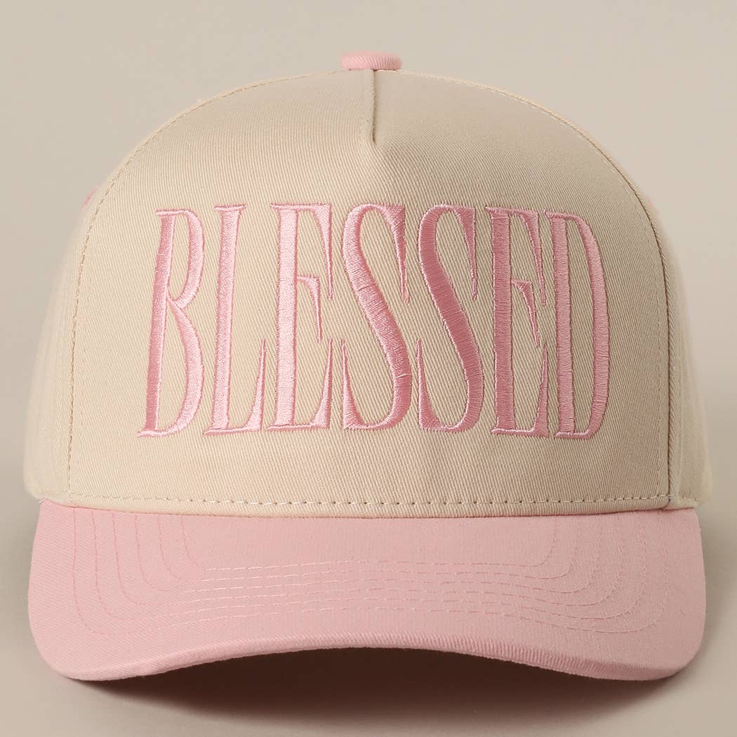 BLESSED Lettering Embroidery Baseball Cap