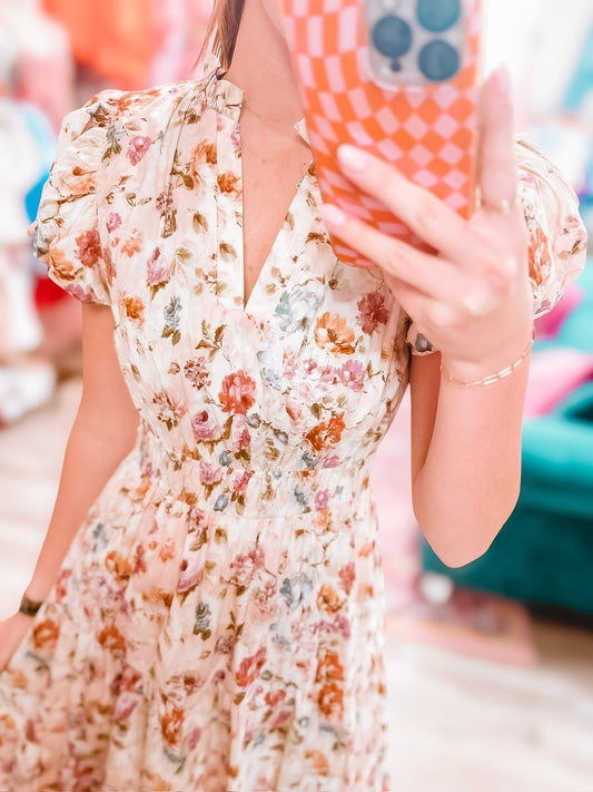 Fall In Love Fall Blossom Maxi Dress Ecru